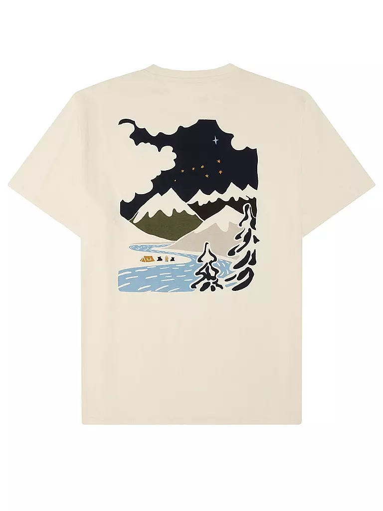 KNOWLEDGE COTTON APPAREL | T-Shirt BACKPRINT MOUNTAIN | creme