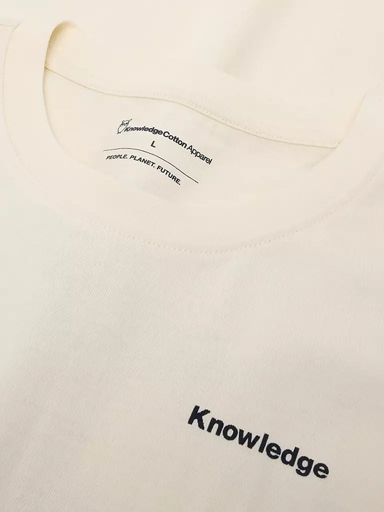KNOWLEDGE COTTON APPAREL | T-Shirt BACKPRINT MOUNTAIN | creme
