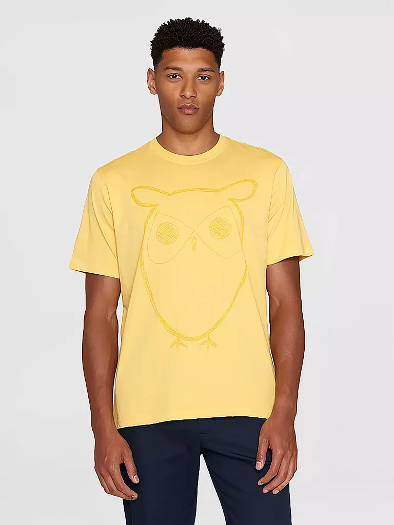 KNOWLEDGE COTTON APPAREL | T-Shirt BIG OWL | weiss