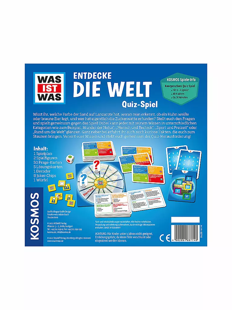 KOSMOS | Was ist was - Entdecke die Welt Quiz-Spiel | keine Farbe