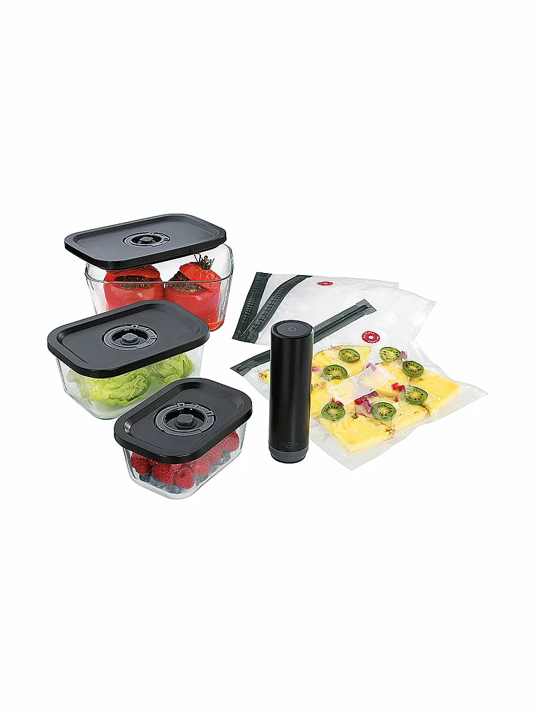 KÜCHENPROFI Vakuum Starter-Set 7 teilig EASYFRESH Glas/Schwarz schwarz