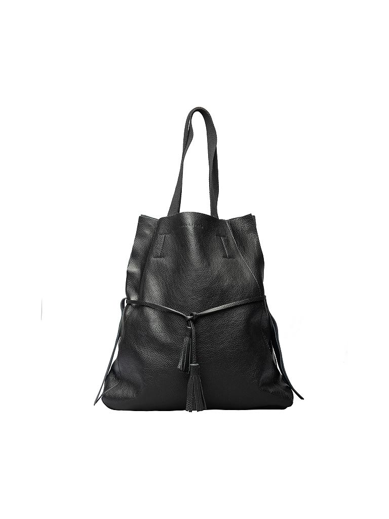 LARA LAUREN | Ledertasche - Shopper "New Poho" | schwarz