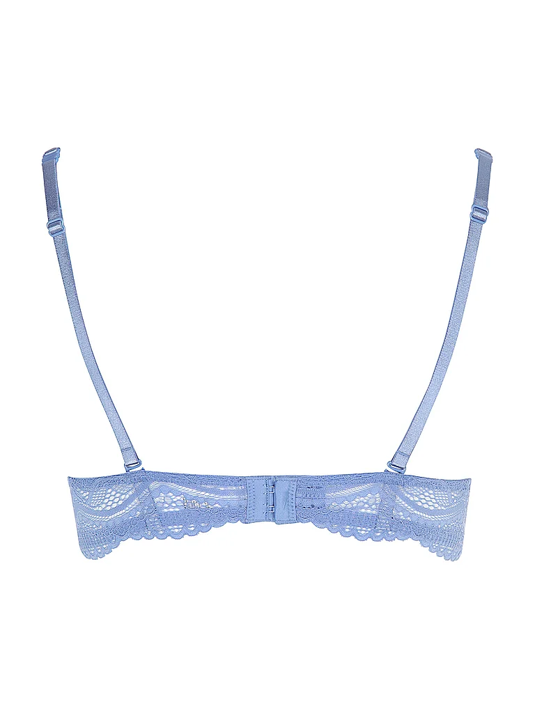 Bralette-BH LASCANA "Alicia", Damen, Gr. 75, Cup B, blau (kornblumenblau), Spitze, Obermaterial: 50% Polyamid, 44% Polyester, 6% Elasthan, BHs, ohne Bügel mit feiner Spitze mit Blättermotiv, Dessous 4