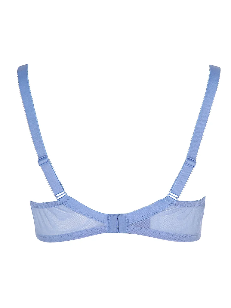 Bügel-BH LASCANA "Maria", Damen, Gr. 85, Cup D, blau, pink, Spitze, Obermaterial: 74% Polyamid, 23% Polyester, 3% Elasthan, BHs Bügel-BH, mit Blumen aus edler Stickereispitze, transparente Unterwäsche 3