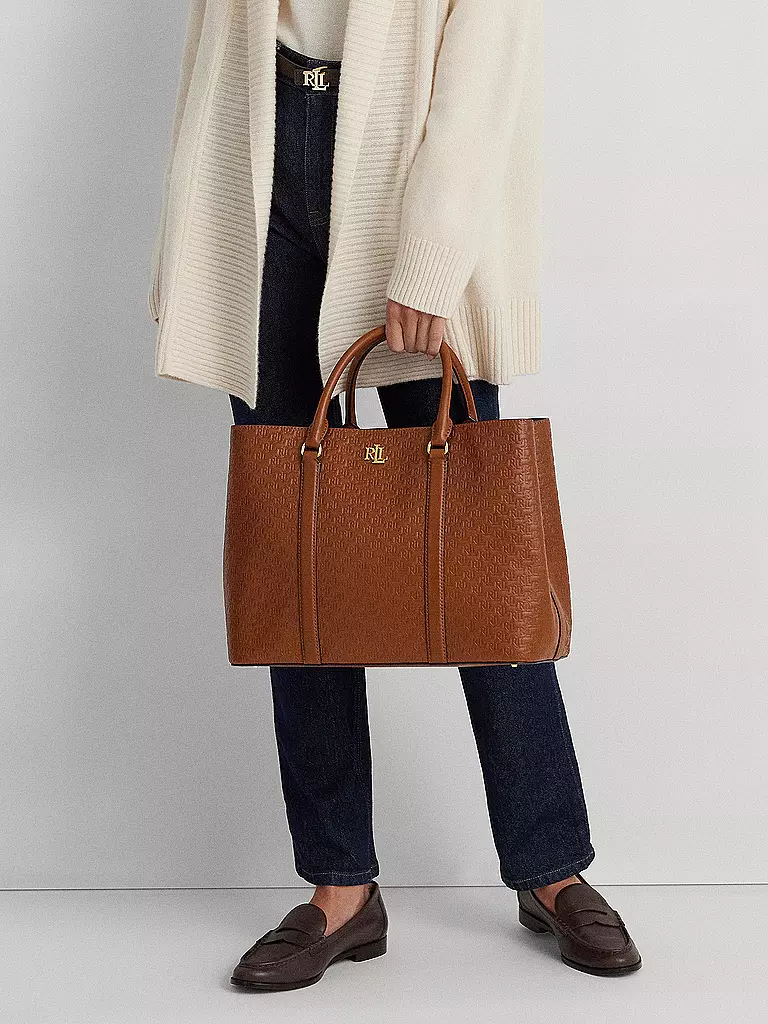 LAUREN RALPH LAUREN | Ledertasche - Henkeltasche MARCY 36 SATCHEL Large | braun