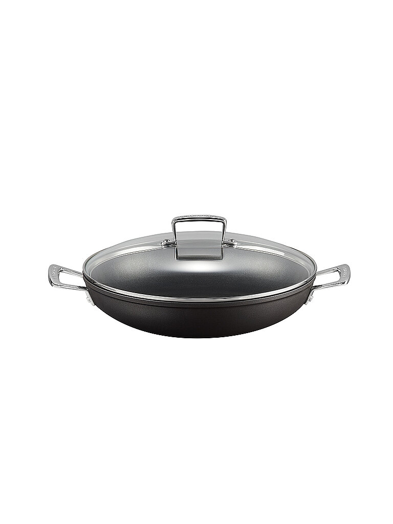 LE CREUSET Aluminium-Antihaft Profipfanne mit Glasdeckel 30cm Schwarz schwarz