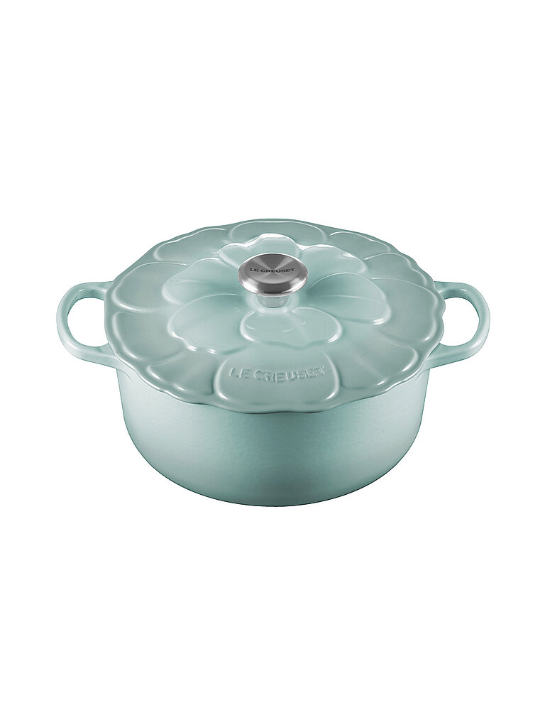 LE CREUSET Bräter SIGNATURE Blume 26cm/2l Sea Salt  hellgrau