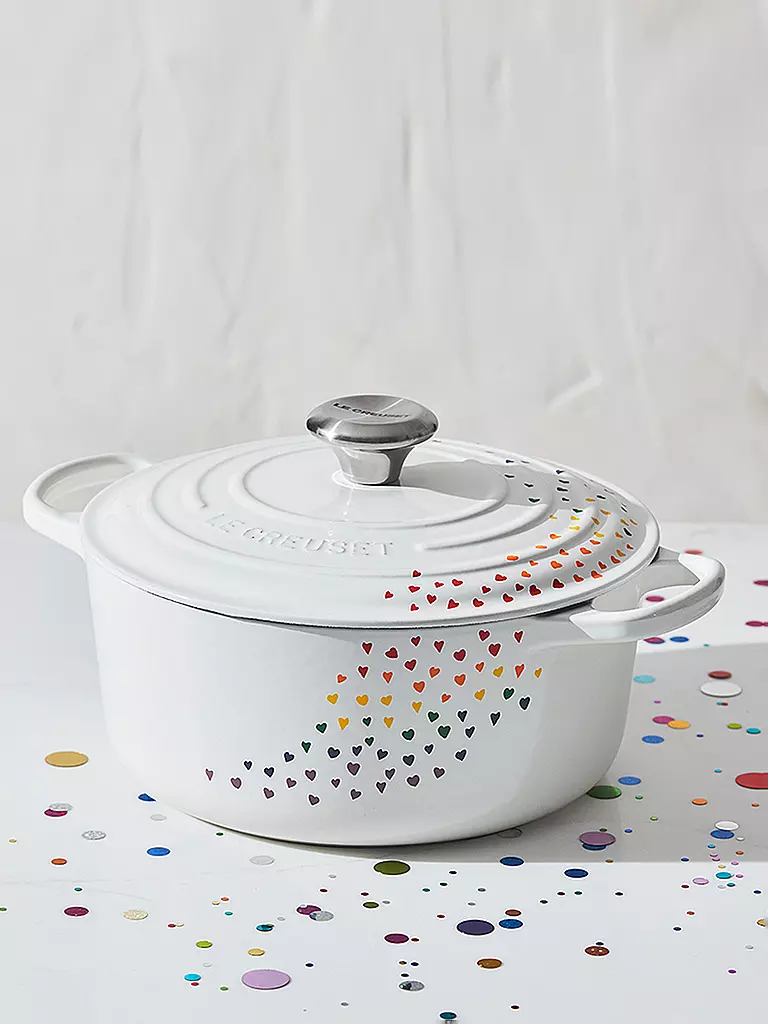 LE CREUSET | Bräter aus Gusseisen LOVING 24cm Weiss Herzdekoration  | weiss