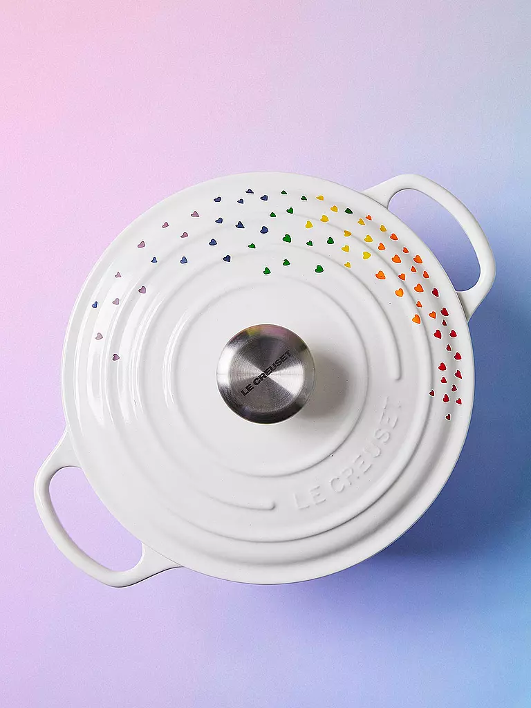 LE CREUSET | Bräter aus Gusseisen LOVING 24cm Weiss Herzdekoration  | weiss