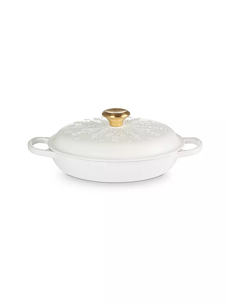 LE CREUSET | Gourmet-Profitopf Schneeflocke aus Gusseisen mit Goldknopf 26cm/2,2l SIGNATURE Cotton | beige