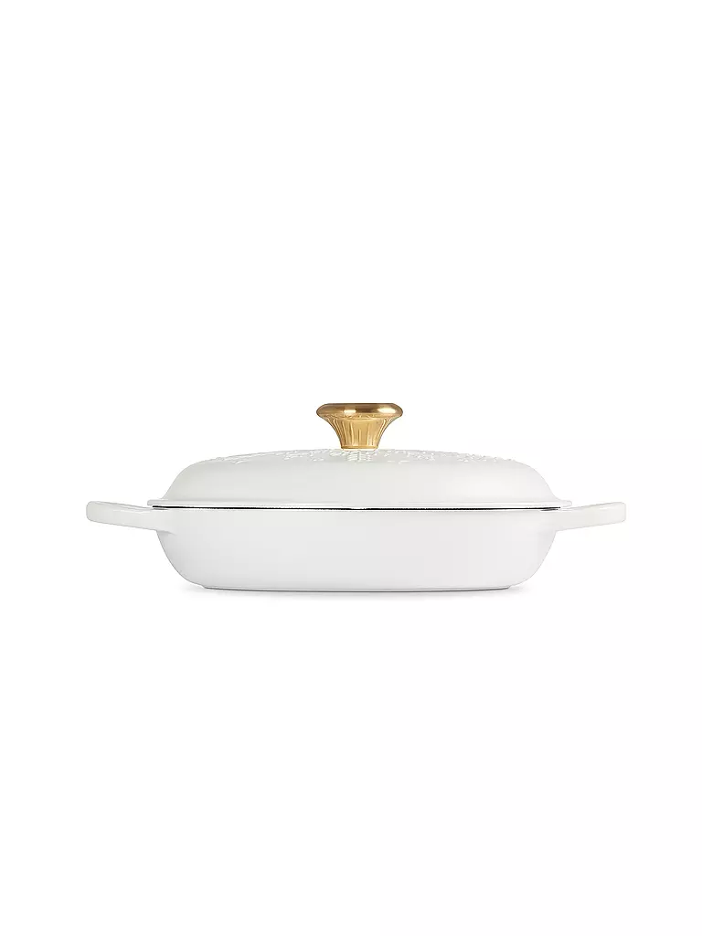 LE CREUSET | Gourmet-Profitopf Schneeflocke aus Gusseisen mit Goldknopf 26cm/2,2l SIGNATURE Cotton | beige