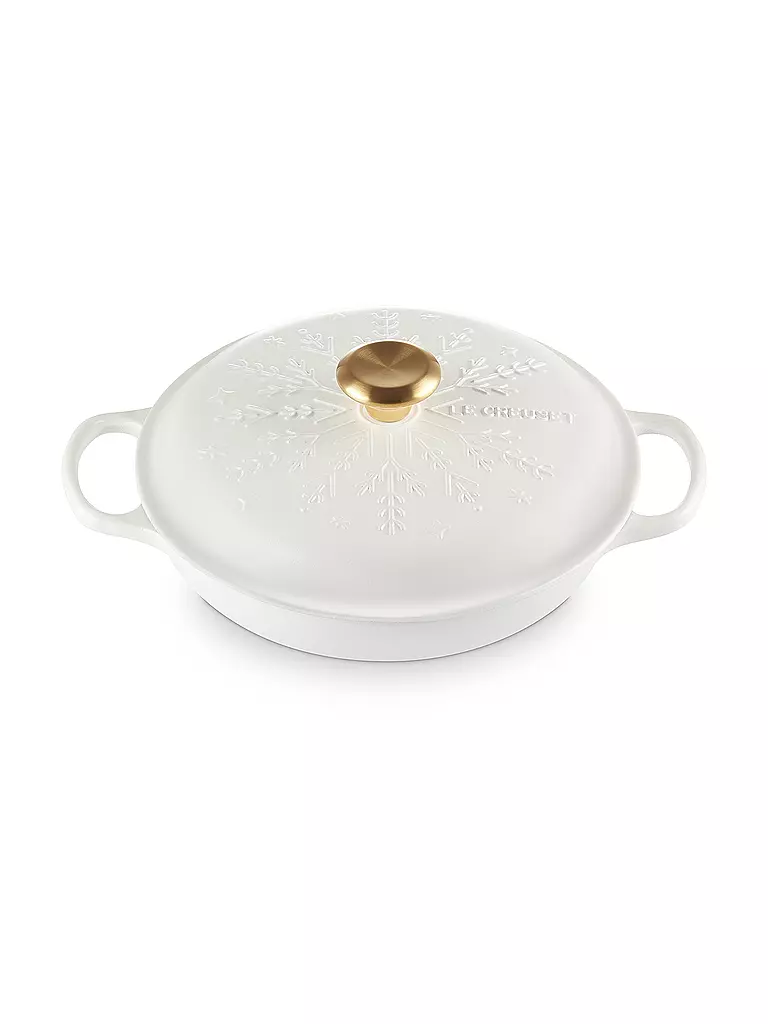 LE CREUSET | Gourmet-Profitopf Schneeflocke aus Gusseisen mit Goldknopf 26cm/2,2l SIGNATURE Cotton | beige