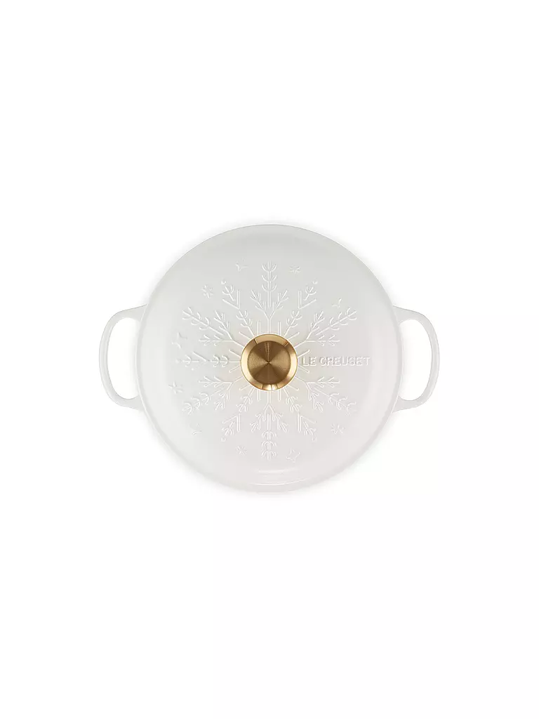 LE CREUSET | Gourmet-Profitopf Schneeflocke aus Gusseisen mit Goldknopf 26cm/2,2l SIGNATURE Cotton | beige