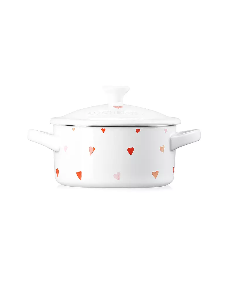 LE CREUSET | Mini Cocotte Hearts aus Steinzeug 10cm/0,25l Weiss mit Herzen | weiss