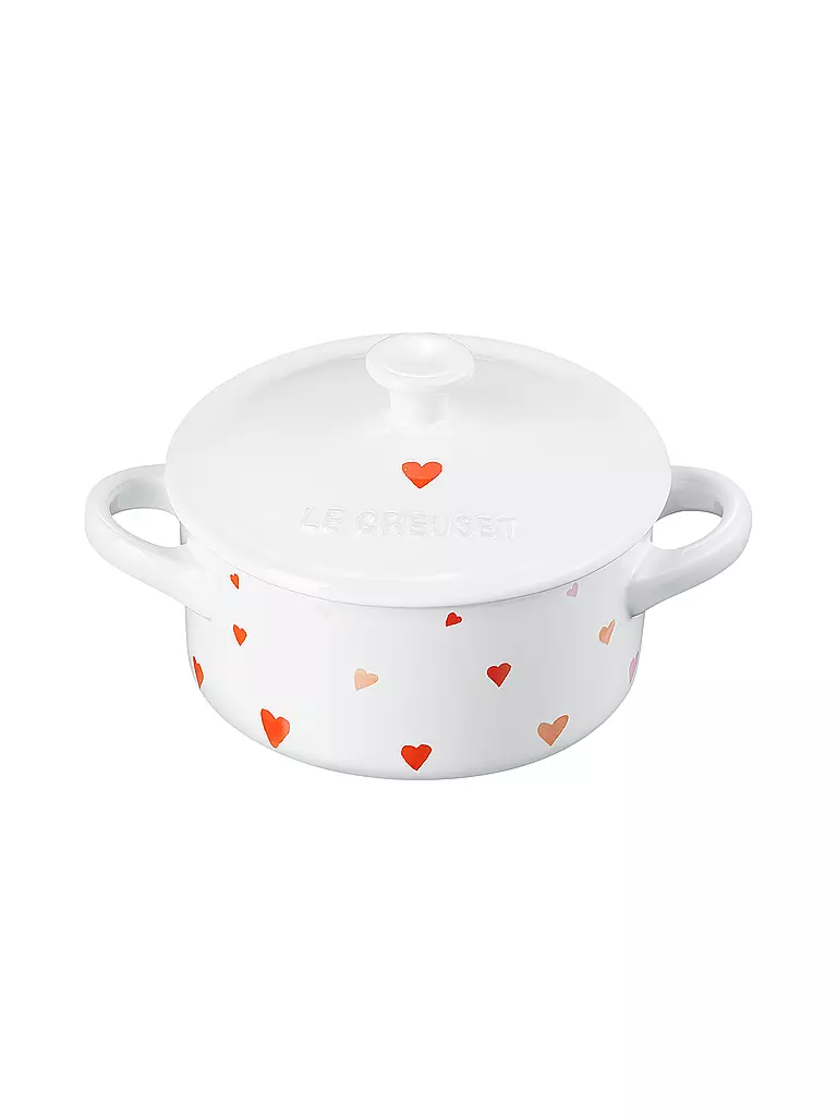 LE CREUSET | Mini Cocotte Hearts aus Steinzeug 10cm/0,25l Weiss mit Herzen | weiss