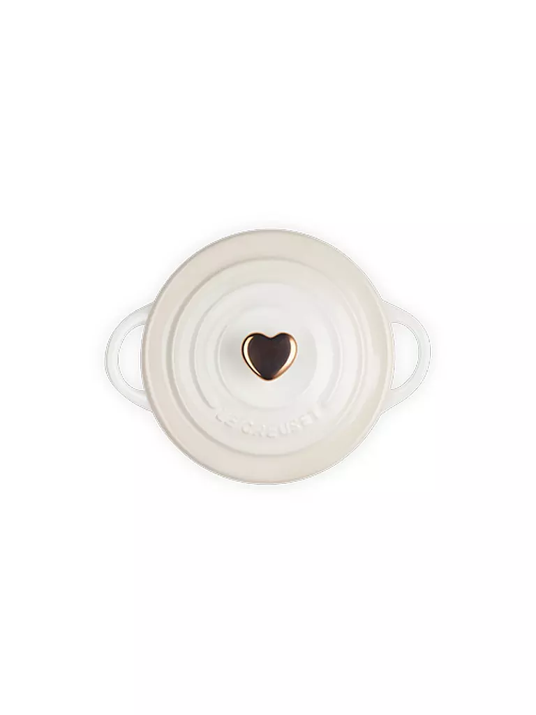 LE CREUSET | Mini Cocotte rund 10cm mit Herzknopf Meringue | creme