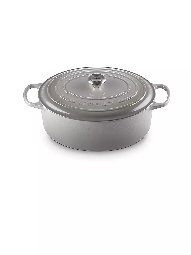 LE CREUSET | Ovaler Bräter aus Gusseisen Signature 35cm Perlgrau | hellgrau