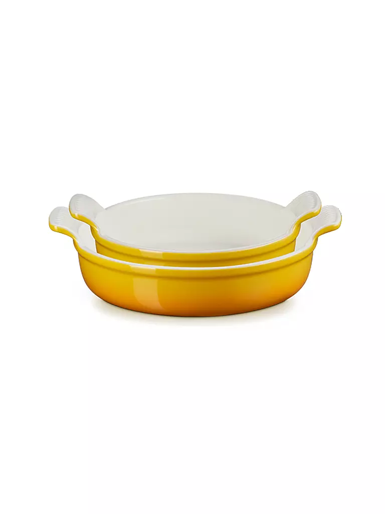 LE CREUSET | Runde Auflaufform Tradition aus Steinzeug 20cm und 24cm 2er-Set Nectar | gelb