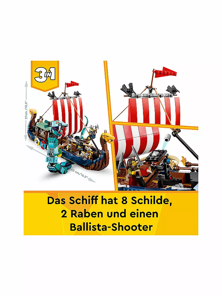 LEGO | Creator - Wikingerschiff mit Midgardschlange 31132 | keine Farbe