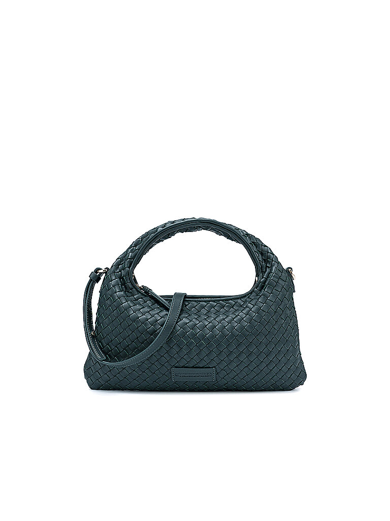 LES VISIONNAIRES Ledertasche - Henkeltasche SADIE GRANDE WEAVE SILKY dunkelgrün