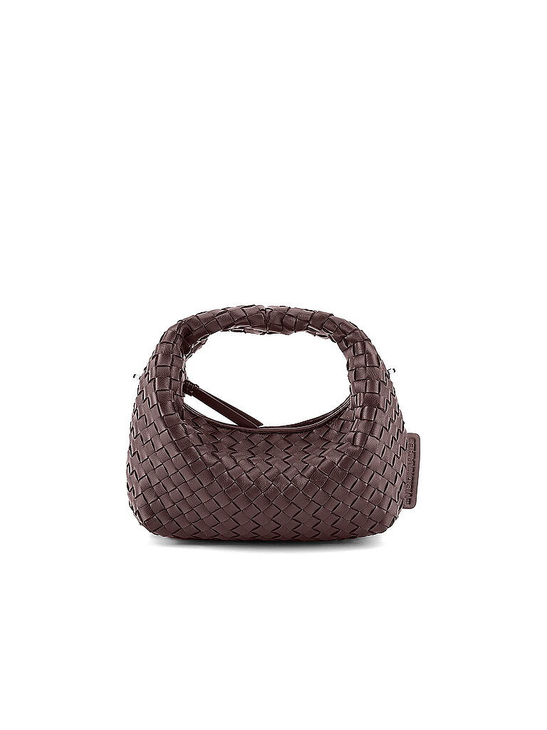 LES VISIONNAIRES Ledertasche - Mini Bag GRETA MICRO WEAVE SILKY dunkelrot