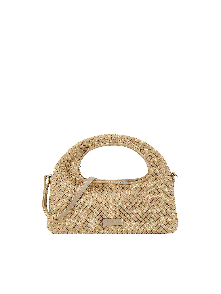 LES VISIONNAIRES Ledertasche - Henkeltasche SADIE GRADE WEAVE COZY beige