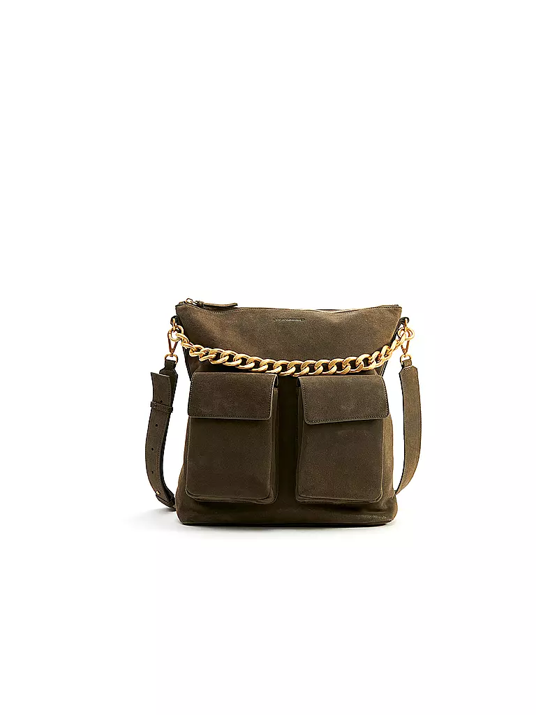 LES VISIONNAIRES | Ledertasche - Hobo Bag Anni Chain | olive