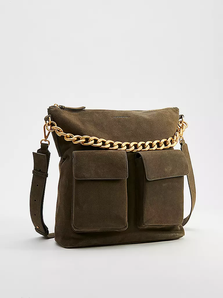 LES VISIONNAIRES | Ledertasche - Hobo Bag Anni Chain | olive
