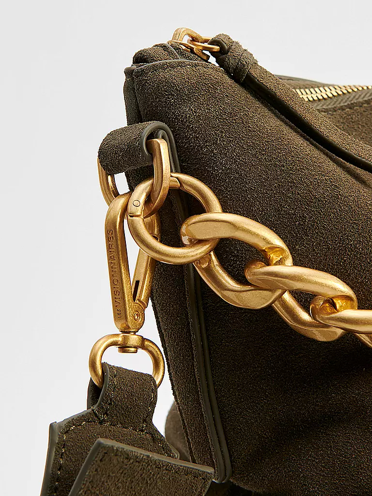 LES VISIONNAIRES | Ledertasche - Hobo Bag Anni Chain | olive