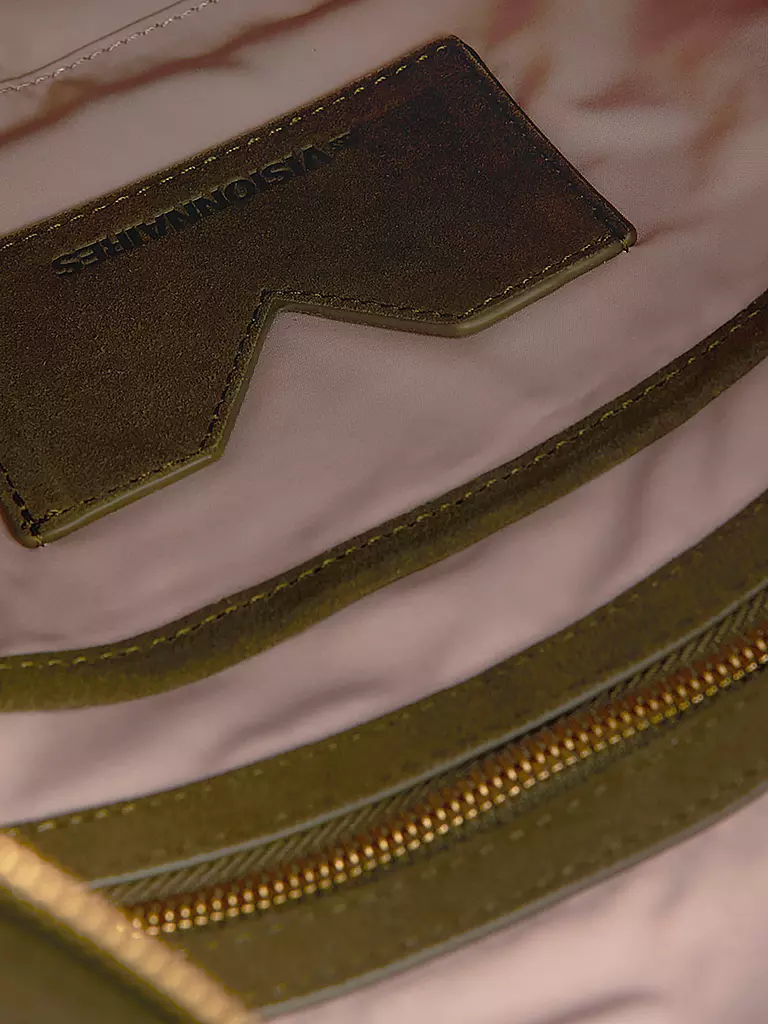 LES VISIONNAIRES | Ledertasche - Hobo Bag Anni Chain | olive