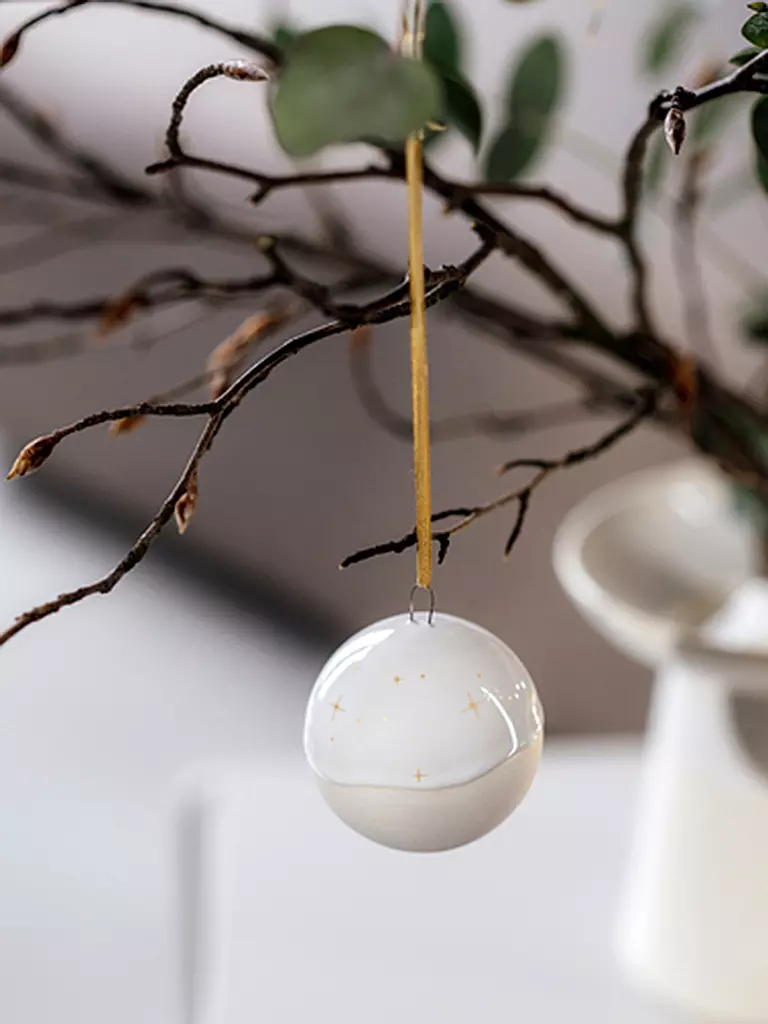 LIKE BY VILLEROY & BOCH | Ornament Kugel WINTER GLOW 6x6x6,5cm | weiss