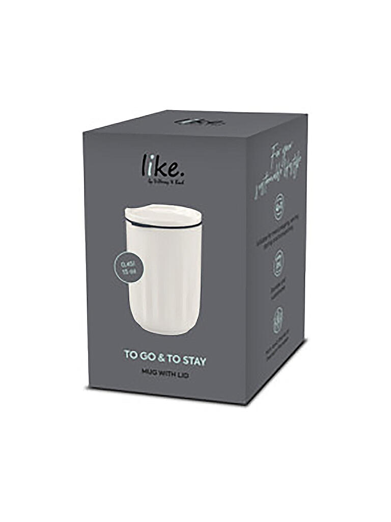 LIKE BY VILLEROY & BOCH | ToGo&ToStay Becher, mit Deckel, 450ml, weiß | creme