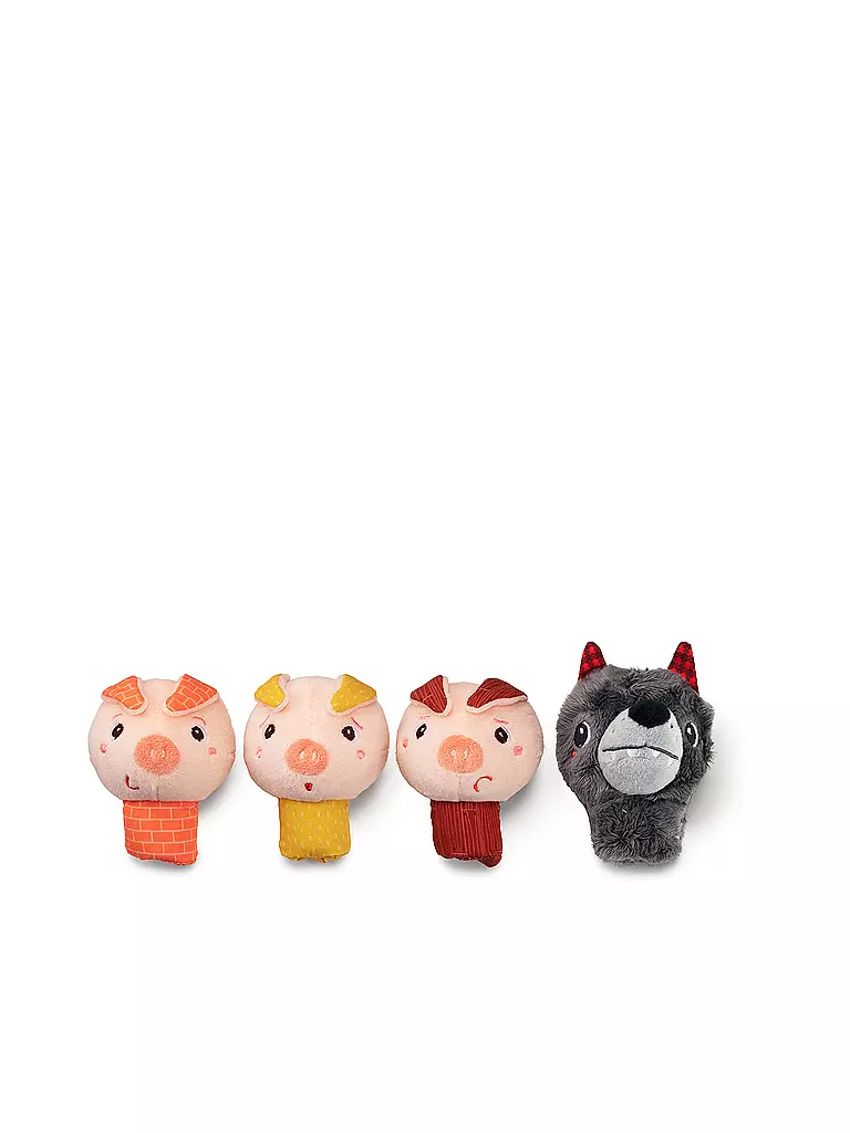 LILLIPUTIENS | Fingerpuppe der Wolf und die 3 Schweine  | bunt