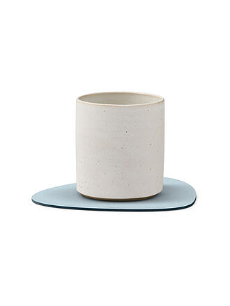 LIND DNA | Leder-Untersetzer oval NUPO 11x13cm Soft Sky 