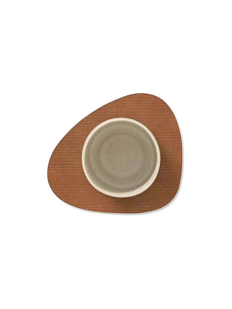 LIND DNA |  Glasuntersetzer 11x13cm CORDUROY OVAL Nature | hellgrau