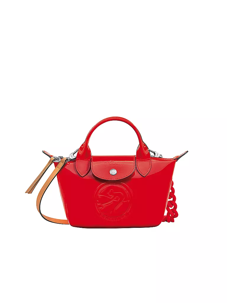 LONGCHAMP | Le Pliage Cuir Gloss Henkeltasche X-Small, Vermillon | 