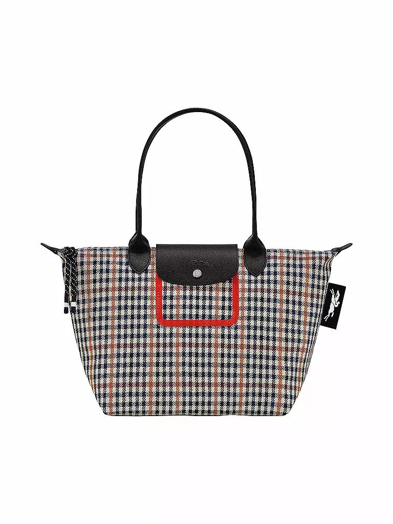 LONGCHAMP | Le Pliage Pied de Poule Shopper, Navy / Cognac | 