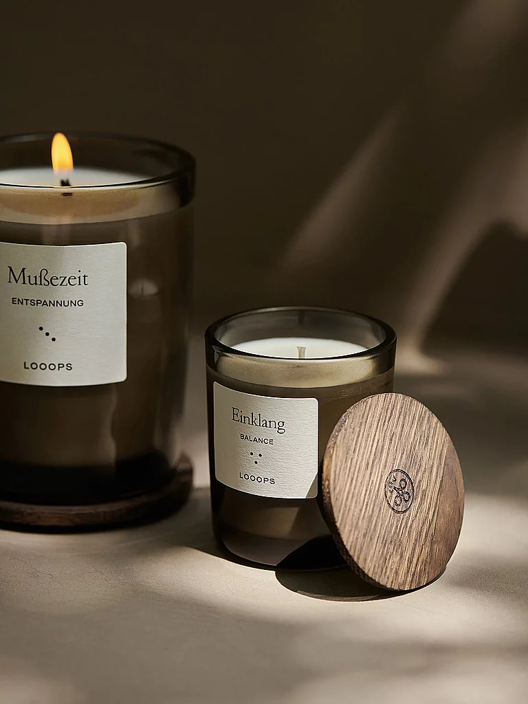 LOOOPS Bougie parfumée 250g MUSSEZEIT vert foncé