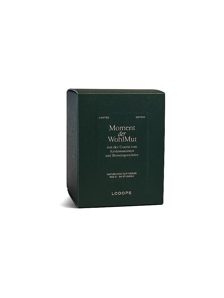 LOOOPS | Duftkerze 250g MOMENT DER WOHLMUT | dunkelgrün