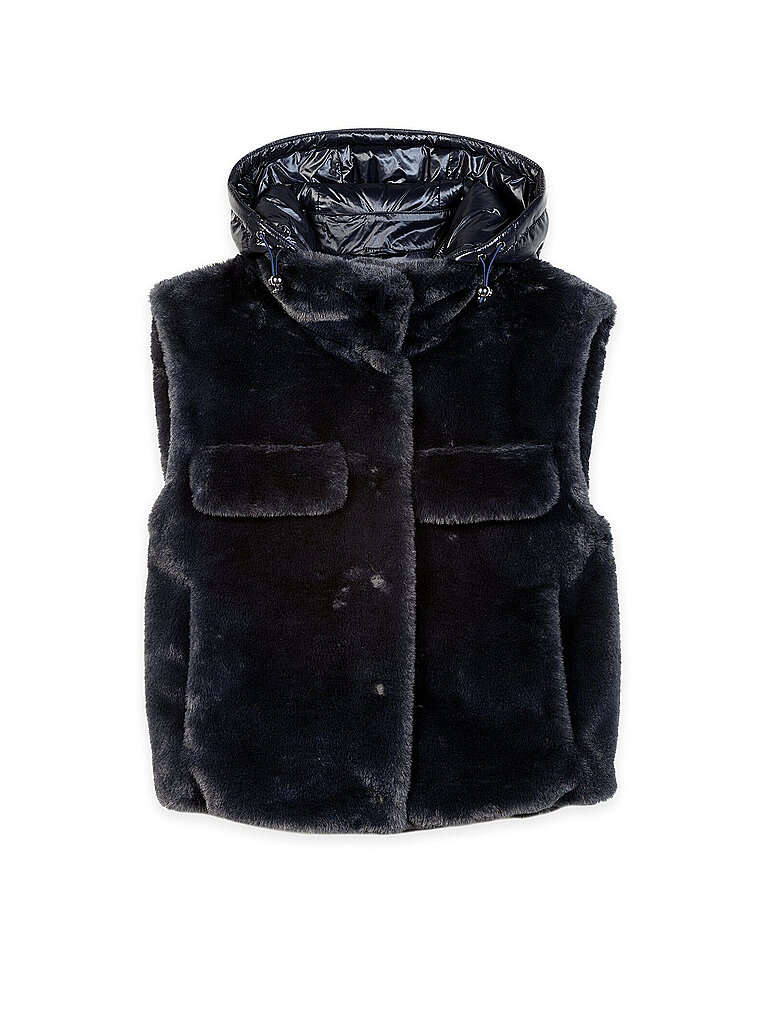 LUISA CERANO Gilet in Felloptik dunkelblau | 34