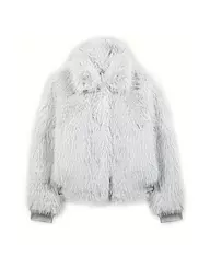 LUISA CERANO | Jacke in Felloptik | hellgrau