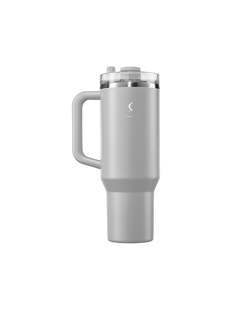 Isolierbecher mit Trinkhalm 1,2l Jura-Grey hellgrau baby
