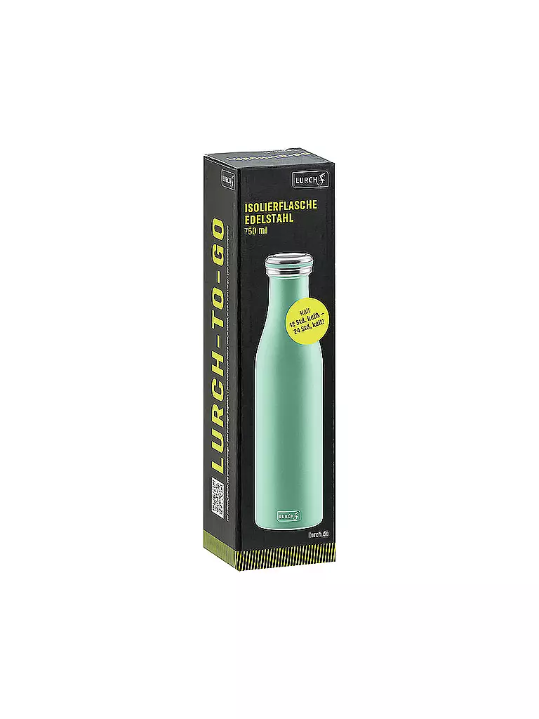 LURCH | Isolierflasche - Thermosflasche Edelstahl 0,75l Pearl Green | grün