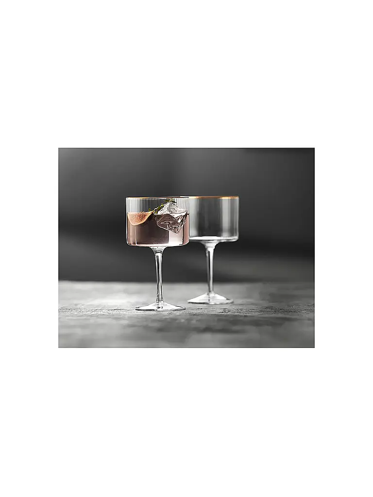 LYNGBY GLAS | Gin & Tonic Glas Set 4tlg. mit Goldkante PALERMO 45cl  | Transparent