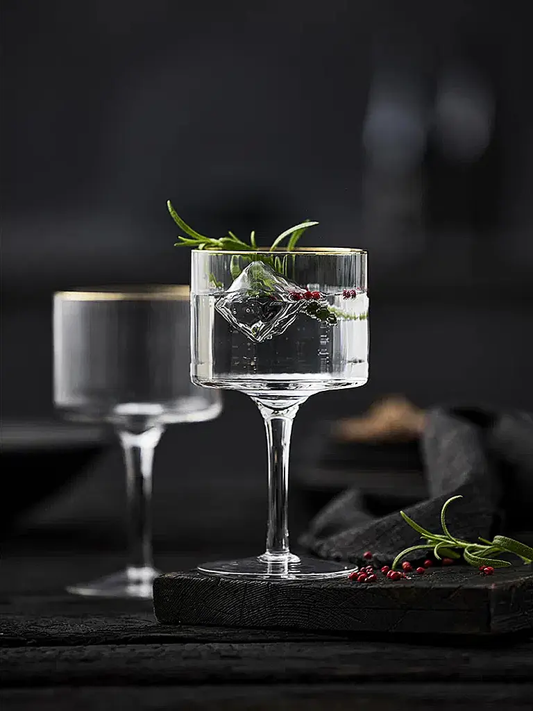 LYNGBY GLAS | Gin & Tonic Glas Set 4tlg. mit Goldkante PALERMO 45cl  | Transparent