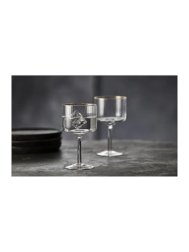 LYNGBY GLAS | Gin & Tonic Glas Set 4tlg. mit Goldkante PALERMO 45cl  | Transparent