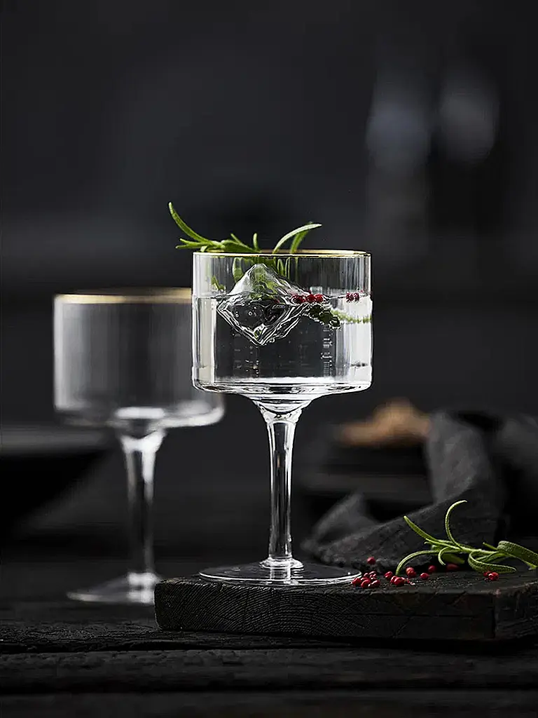 LYNGBY GLAS | Gin & Tonic Glas Set 4tlg. mit Goldkante PALERMO 45cl | 