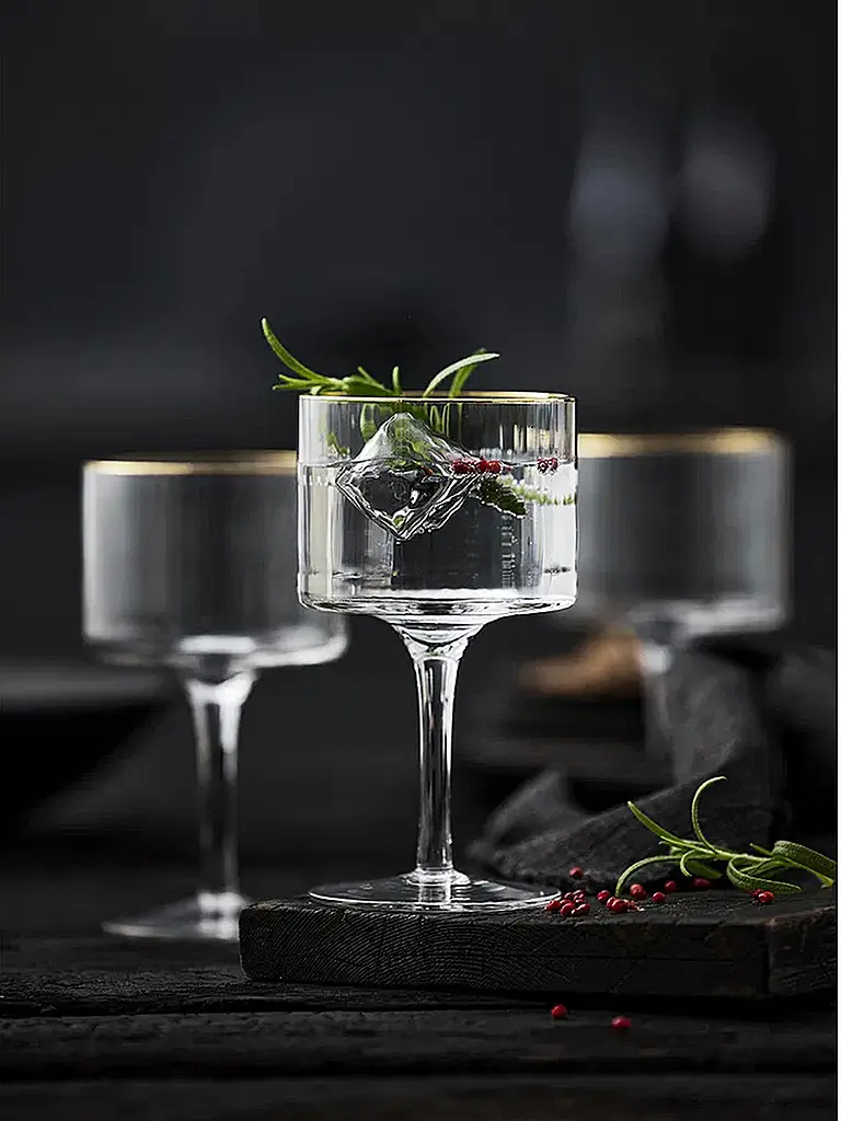 LYNGBY GLAS | Gin & Tonic Glas Set 4tlg. mit Goldkante PALERMO 45cl | 