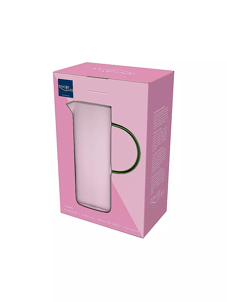 LYNGBY GLAS | Glaskrug TORINO 1,1l Pink/ Blau | hellgrün