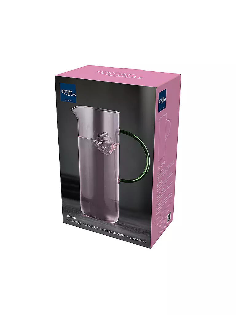 LYNGBY GLAS | Glaskrug TORINO 1,1l Pink/ Blau | hellgrün
